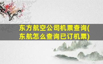 东方航空*机票查询(东航怎么查询已订机票)