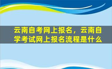 云南自考网上报名，云南自学考试网上报名流程是什么