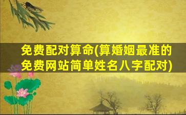 免费配对算命(算婚姻最准的免费网站简单姓名八字配对)