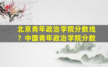 北京青年政治学院分数线？*青年政治学院分数