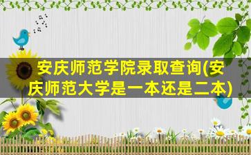 安庆师范学院录取查询(安庆师范大学是一本还是二本)