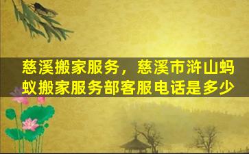 慈溪搬家服务，慈溪市浒山蚂蚁搬家服务部客服电话是多少