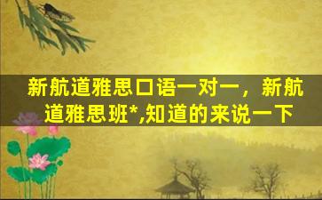 新航道雅思口语一对一，新航道雅思班*,知道的来说一下