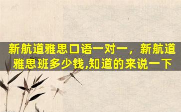 新航道雅思口语一对一，新航道雅思班*,知道的来说一下