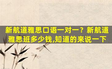 新航道雅思口语一对一？新航道雅思班*,知道的来说一下