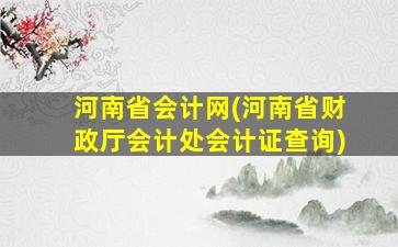 河南省会计网(河南省财政厅会计处会计证查询)