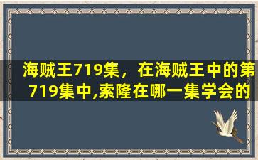 海贼王719集，在海贼王中的第719集中,索隆在哪一集学会的霸气