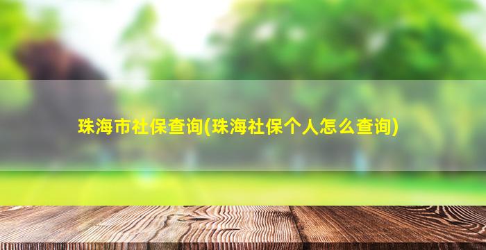 珠海市社保查询(珠海社保个人怎么查询)