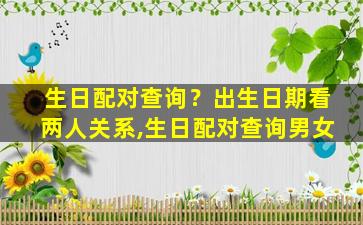 生日配对查询？出生日期看两人关系,生日配对查询男女