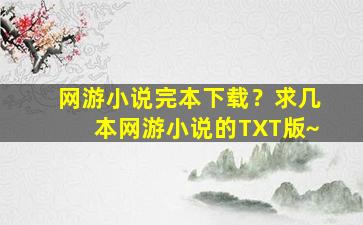 网游小说完本下载？求几本网游小说的TXT版~