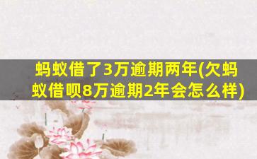 蚂蚁借了3万逾期两年(欠蚂蚁借呗8万逾期2年会怎么样)