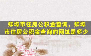 蚌埠市住房公积金查询，蚌埠市住房公积金查询的网址是多少