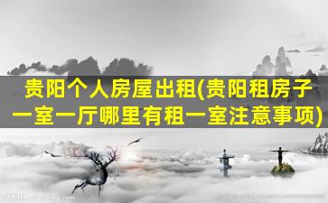 贵阳个人房屋出租(贵阳租房子一室一厅哪里有租一室注意事项)