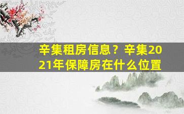 辛集租房信息？辛集2021年保障房在什么位置