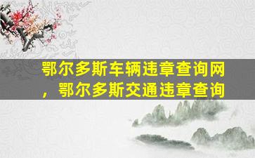 鄂尔多斯车辆违章查询网，鄂尔多斯交通违章查询