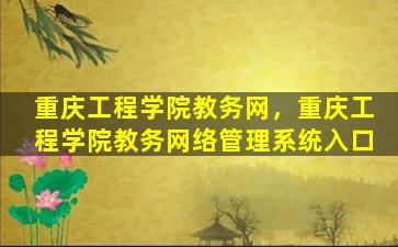 重庆工程学院教务网，重庆工程学院教务网络管理系统入口