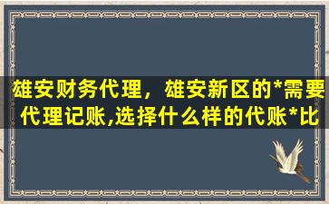 雄安财务代理，雄安新区的*需要代理记账,选择什么样的代账*比较好插图
