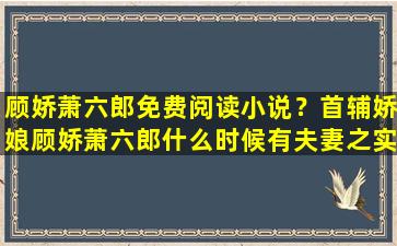 顾娇萧六郎免费阅读小说？首辅娇娘顾娇萧六郎什么时候有夫妻之实