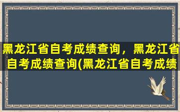 黑龙江省自考成绩查询，黑龙江省自考成绩查询(黑龙江省自考成绩查询时间)